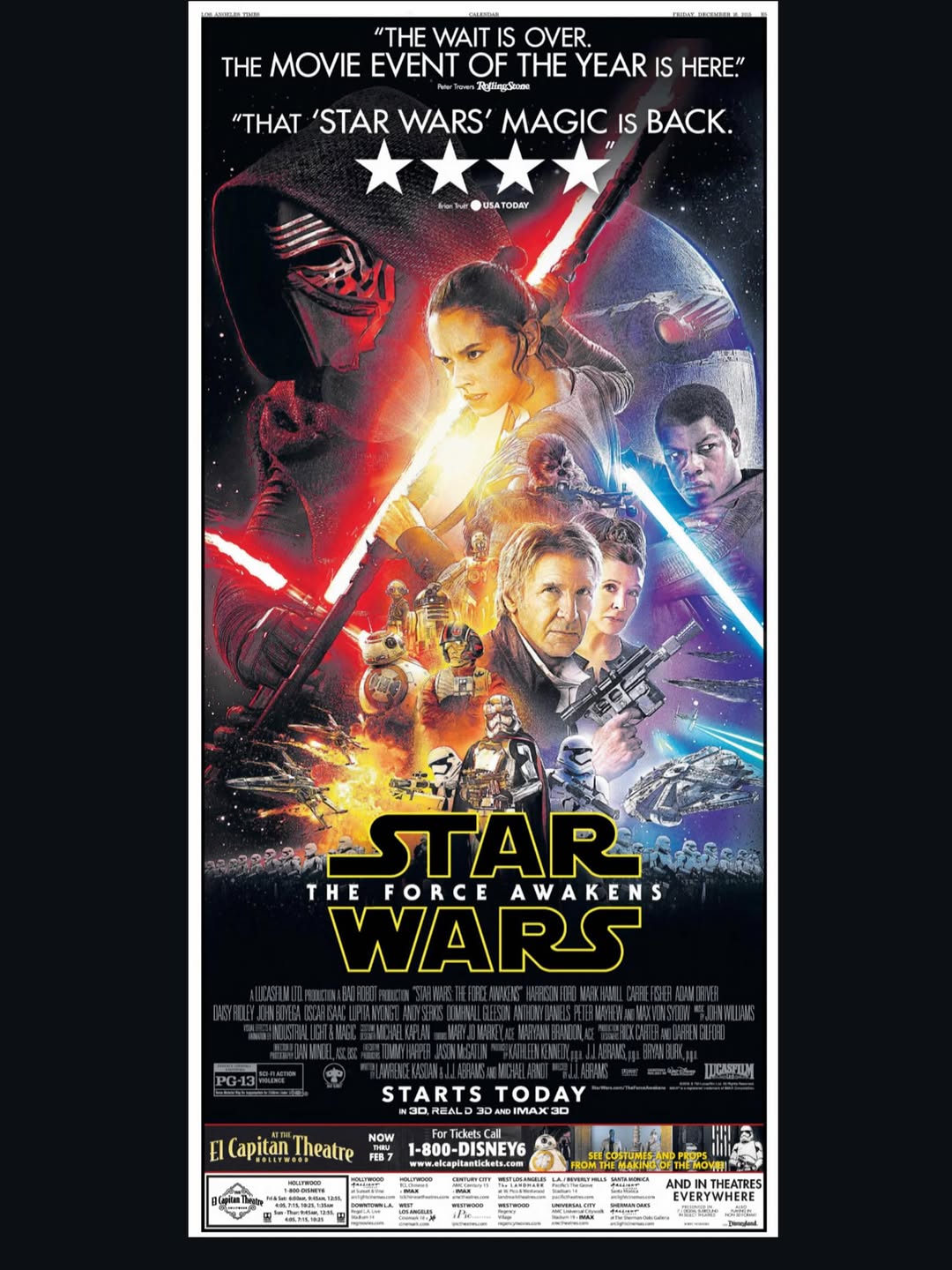 Cinepaper newspaper ad — December 19th 2015 @latimes_entertainment @starwars found a gem in the vault