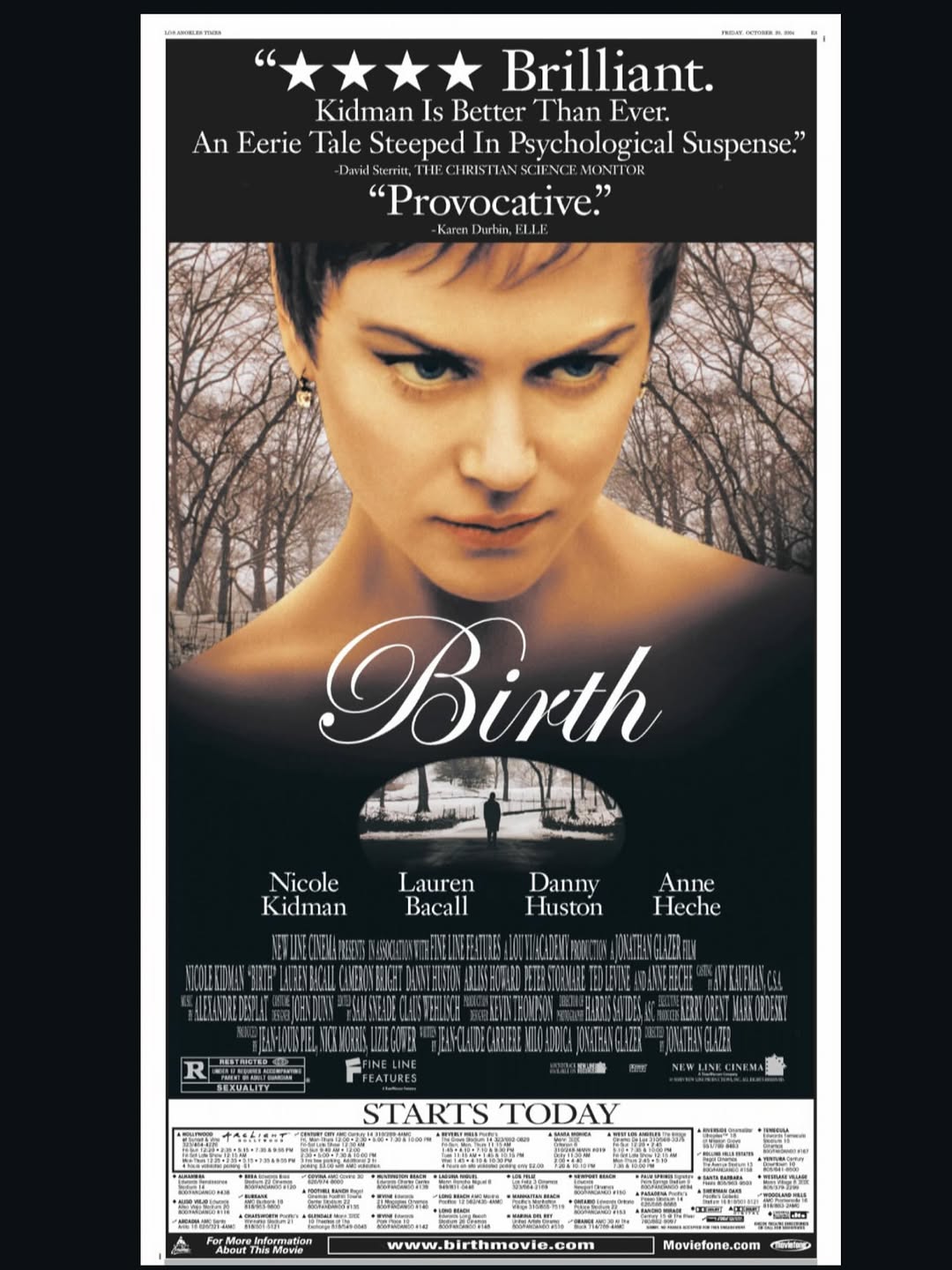 Cinepaper newspaper ad — October 29th 2004 @nicolekidman #jonathanglazer @criterioncollection #birthmovie